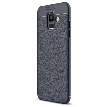 Szilikon telefonvédő (közepesen ütésálló, bőr hatású, varrás minta) SÖTÉTKÉK Samsung Galaxy A6 (2018) SM-A600F kép