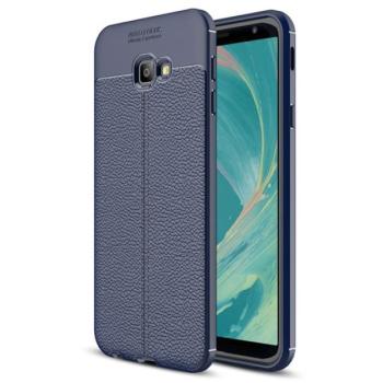 Szilikon telefonvédő (közepesen ütésálló, bőr hatású, varrás minta) SÖTÉTKÉK Samsung Galaxy J4 Plus (SM-J415F) kép