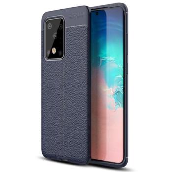 Szilikon telefonvédő (közepesen ütésálló, bőr hatású, varrás minta) SÖTÉTKÉK Samsung Galaxy S20 Ultra (SM-G988F), Samsung Galaxy S20 Ultra 5G (SM-G988B) kép