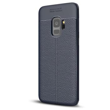 Szilikon telefonvédő (közepesen ütésálló, bőr hatású, varrás minta) SÖTÉTKÉK Samsung Galaxy S9 (SM-G960) kép