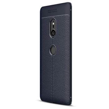Szilikon telefonvédő (közepesen ütésálló, bőr hatású, varrás minta) SÖTÉTKÉK Sony Xperia XZ3 (H9436) kép
