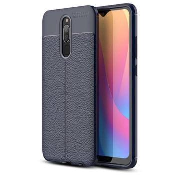 Szilikon telefonvédő (közepesen ütésálló, bőr hatású, varrás minta) SÖTÉTKÉK Xiaomi Redmi 8A kép