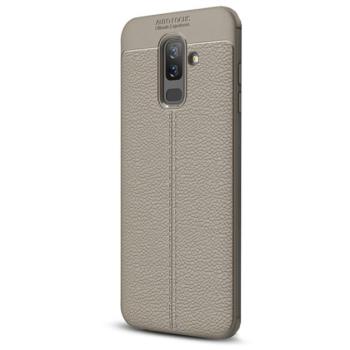 Szilikon telefonvédő (közepesen ütésálló, bőr hatású, varrás minta) SZÜRKE Samsung Galaxy A6+ (2018) SM-A605F kép