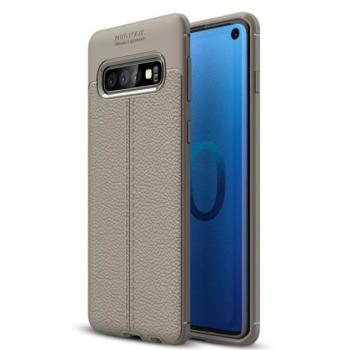 Szilikon telefonvédő (közepesen ütésálló, bőr hatású, varrás minta) SZÜRKE Samsung Galaxy S10 (SM-G973) kép