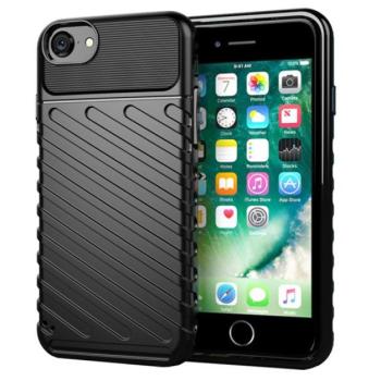 Szilikon telefonvédő (közepesen ütésálló, csíkos, dombor minta) FEKETE Apple iPhone 7 4.7, Apple iPhone 8 4.7, Apple iPhone SE 2 (2020), Apple iPhone SE 3 (2022) kép