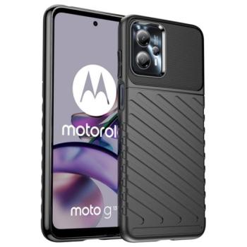 Szilikon telefonvédő (közepesen ütésálló, csíkos, dombor minta) FEKETE Motorola Moto G13, Motorola Moto G23 kép
