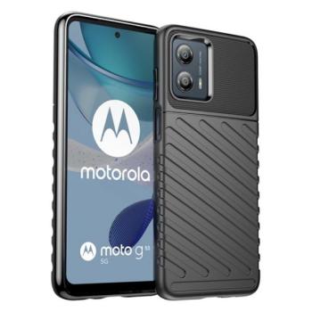 Szilikon telefonvédő (közepesen ütésálló, csíkos, dombor minta) FEKETE Motorola Moto G53 kép