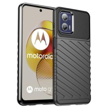 Szilikon telefonvédő (közepesen ütésálló, csíkos, dombor minta) FEKETE Motorola Moto G73 kép