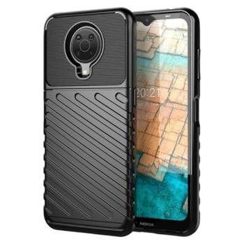 Szilikon telefonvédő (közepesen ütésálló, csíkos, dombor minta) FEKETE Nokia G10, Nokia G20 kép