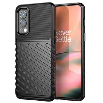 Szilikon telefonvédő (közepesen ütésálló, csíkos, dombor minta) FEKETE OnePlus Nord 2 5G kép