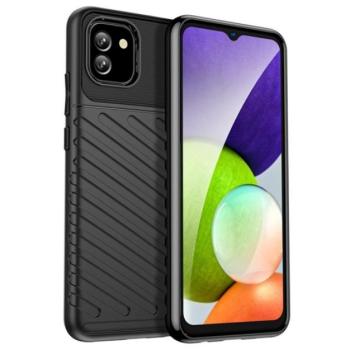 Szilikon telefonvédő (közepesen ütésálló, csíkos, dombor minta) FEKETE Samsung Galaxy A03 (SM-A035) kép