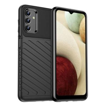 Szilikon telefonvédő (közepesen ütésálló, csíkos, dombor minta) FEKETE Samsung Galaxy A13 4G (SM-A135F / A137F) kép
