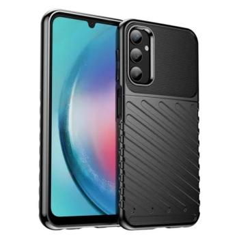 Szilikon telefonvédő (közepesen ütésálló, csíkos, dombor minta) FEKETE Samsung Galaxy A25 5G (SM-A256) kép