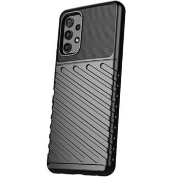 Szilikon telefonvédő (közepesen ütésálló, csíkos, dombor minta) FEKETE Samsung Galaxy A32 5G (SM-A326) kép