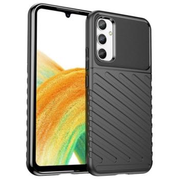 Szilikon telefonvédő (közepesen ütésálló, csíkos, dombor minta) FEKETE Samsung Galaxy A34 5G (SM-A346) kép