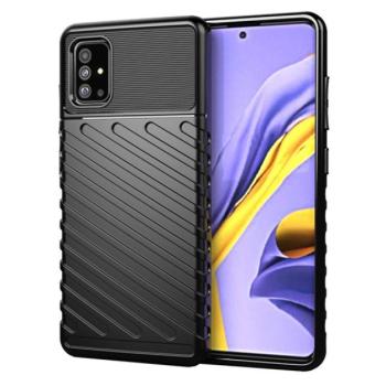 Szilikon telefonvédő (közepesen ütésálló, csíkos, dombor minta) FEKETE Samsung Galaxy A51 (SM-A515F) kép