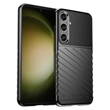 Szilikon telefonvédő (közepesen ütésálló, csíkos, dombor minta) FEKETE Samsung Galaxy S24 Plus (SM-S926) kép