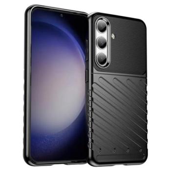Szilikon telefonvédő (közepesen ütésálló, csíkos, dombor minta) FEKETE Samsung Galaxy S24 (SM-S921) kép