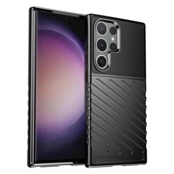 Szilikon telefonvédő (közepesen ütésálló, csíkos, dombor minta) FEKETE Samsung Galaxy S24 Ultra (SM-S928) kép