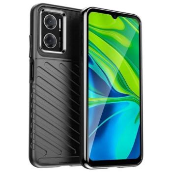 Szilikon telefonvédő (közepesen ütésálló, csíkos, dombor minta) FEKETE Xiaomi Redmi 10 5G kép