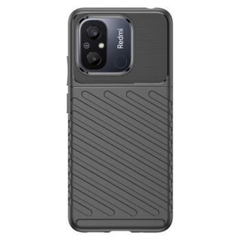 Szilikon telefonvédő (közepesen ütésálló, csíkos, dombor minta) FEKETE Xiaomi Redmi 12C kép