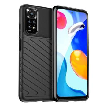 Szilikon telefonvédő (közepesen ütésálló, csíkos, dombor minta) FEKETE Xiaomi Redmi Note 11 4G (Redmi Note 11S) kép