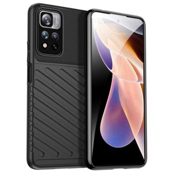 Szilikon telefonvédő (közepesen ütésálló, csíkos, dombor minta) FEKETE Xiaomi Redmi Note 11 Pro Plus 5G kép