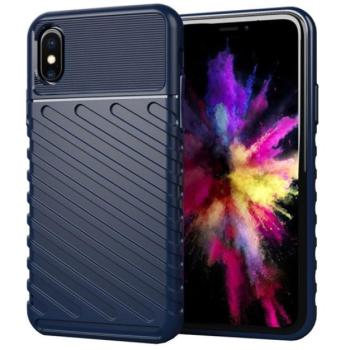 Szilikon telefonvédő (közepesen ütésálló, csíkos, dombor minta) SÖTÉTKÉK Apple iPhone XS 5.8, Apple iPhone X 5.8 kép