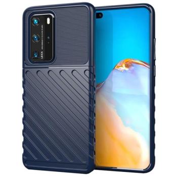 Szilikon telefonvédő (közepesen ütésálló, csíkos, dombor minta) SÖTÉTKÉK Huawei P40 Pro 5G kép
