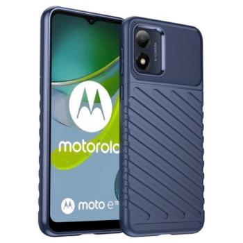 Szilikon telefonvédő (közepesen ütésálló, csíkos, dombor minta) SÖTÉTKÉK Motorola Moto E13 kép