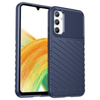 Szilikon telefonvédő (közepesen ütésálló, csíkos, dombor minta) SÖTÉTKÉK Samsung Galaxy A34 5G (SM-A346) kép