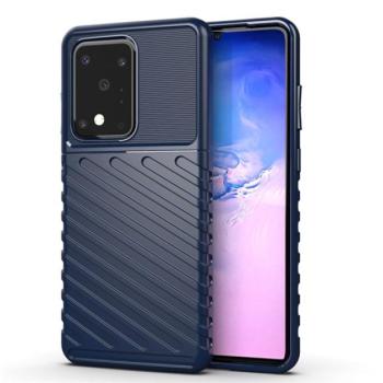 Szilikon telefonvédő (közepesen ütésálló, csíkos, dombor minta) SÖTÉTKÉK Samsung Galaxy S20 Ultra (SM-G988F), Samsung Galaxy S20 Ultra 5G (SM-G988B) kép