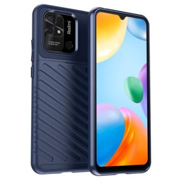 Szilikon telefonvédő (közepesen ütésálló, csíkos, dombor minta) SÖTÉTKÉK Xiaomi Redmi 10C kép