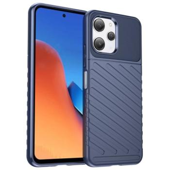 Szilikon telefonvédő (közepesen ütésálló, csíkos, dombor minta) SÖTÉTKÉK Xiaomi Redmi 12 kép