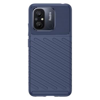 Szilikon telefonvédő (közepesen ütésálló, csíkos, dombor minta) SÖTÉTKÉK Xiaomi Redmi 12C kép
