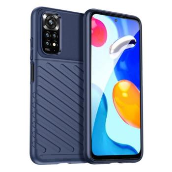 Szilikon telefonvédő (közepesen ütésálló, csíkos, dombor minta) SÖTÉTKÉK Xiaomi Redmi Note 11 4G (Redmi Note 11S) kép