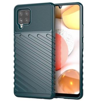 Szilikon telefonvédő (közepesen ütésálló, csíkos, dombor minta) SÖTÉTZÖLD Samsung Galaxy A42 5G (SM-A425F) kép