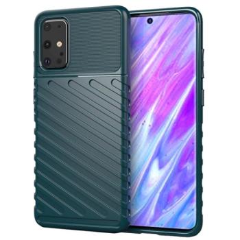 Szilikon telefonvédő (közepesen ütésálló, csíkos, dombor minta) SÖTÉTZÖLD Samsung Galaxy S20 Plus (SM-G985F), Samsung Galaxy S20 Plus 5G (SM-G986) kép