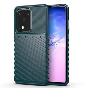Szilikon telefonvédő (közepesen ütésálló, csíkos, dombor minta) SÖTÉTZÖLD Samsung Galaxy S20 Ultra (SM-G988F), Samsung Galaxy S20 Ultra 5G (SM-G988B) kép