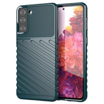Szilikon telefonvédő (közepesen ütésálló, csíkos, dombor minta) SÖTÉTZÖLD Samsung Galaxy S21 Plus (SM-G996) 5G kép