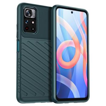 Szilikon telefonvédő (közepesen ütésálló, csíkos, dombor minta) SÖTÉTZÖLD Xiaomi Redmi Note 11 5G, Xiaomi Redmi Note 11T 5G, Xiaomi Poco M4 Pro 5G kép
