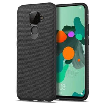 Szilikon telefonvédő (közepesen ütésálló, csíkos minta) FEKETE Huawei Mate 30 Lite (Nova 5i Pro) kép