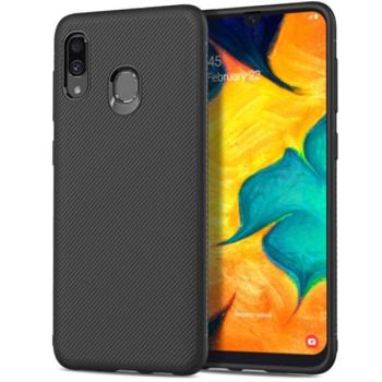 Szilikon telefonvédő (közepesen ütésálló, csíkos minta) FEKETE Samsung Galaxy A20 (SM-A205F), Samsung Galaxy A30 (SM-A305F) kép