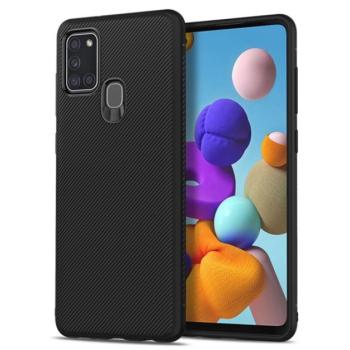 Szilikon telefonvédő (közepesen ütésálló, csíkos minta) FEKETE Samsung Galaxy A21s (SM-A217F) kép