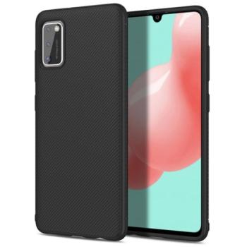 Szilikon telefonvédő (közepesen ütésálló, csíkos minta) FEKETE Samsung Galaxy A41 (SM-A415F) kép
