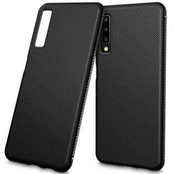 Szilikon telefonvédő (közepesen ütésálló, csíkos minta) FEKETE Samsung Galaxy A7 (2018) SM-A750F kép