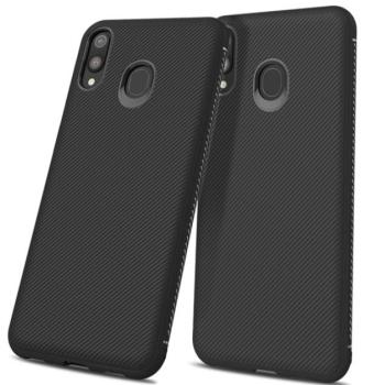 Szilikon telefonvédő (közepesen ütésálló, csíkos minta) FEKETE Samsung Galaxy M20 (SM-M205F) kép