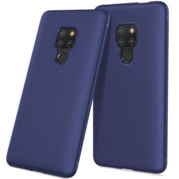 Szilikon telefonvédő (közepesen ütésálló, csíkos minta) SÖTÉTKÉK Huawei Mate 20 kép