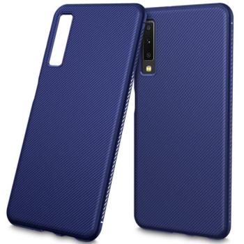 Szilikon telefonvédő (közepesen ütésálló, csíkos minta) SÖTÉTKÉK Samsung Galaxy A7 (2018) SM-A750F kép