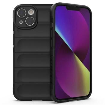 Szilikon telefonvédő (közepesen ütésálló, kamera védelem, 3D minta) FEKETE Apple iPhone 14 Plus kép